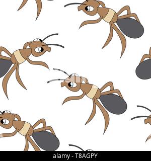 Cute ants image. Seamless vector vector pattern Stock Vector