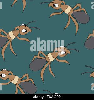 Cute ants image. Seamless vector vector pattern Stock Vector