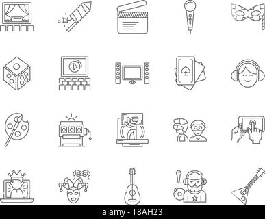 Entertaiments line icons, signs, vector set, outline illustration concept  Stock Vector