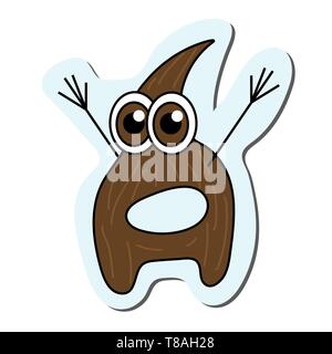 Happy beard character sticker. Isolated stock vector illustration Stock Vector