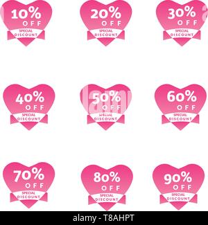 Discount Offer- discount promotion sale Brilliant poster, banner, ads. Valentine Day Sale, holiday discount tag, special offer. Stock Vector
