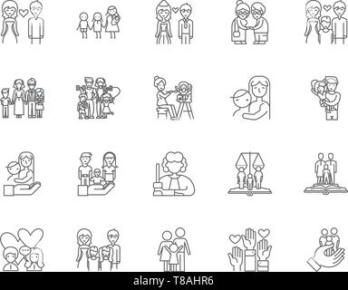 Family centres line icons, signs, vector set, outline illustration concept  Stock Vector