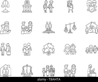 Family law line icons, signs, vector set, outline illustration concept  Stock Vector