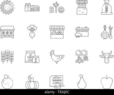 Farming products line icons, signs, vector set, outline illustration concept  Stock Vector