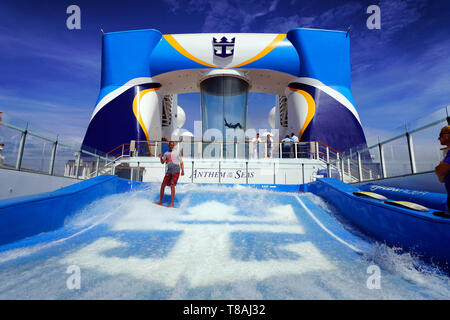 FlowRider, Deck 15, Anthem of the Seas, Royal Caribbean Cruise Ship. Stock Photo