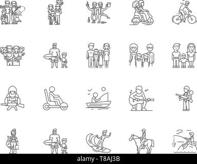 Fathers day gifts line icons, signs, vector set, outline illustration concept  Stock Vector