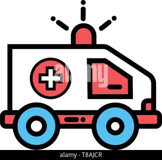Ambulance vector Editable icon for medical health care or clinic service. Stock Vector