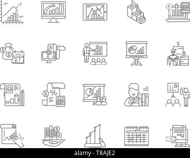 Financial planner line icons, signs, vector set, outline illustration concept  Stock Vector