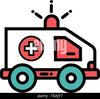 Ambulance vector Editable icon for medical health care or clinic service. Stock Vector