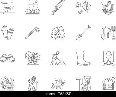 Forestry line icons, signs, vector set, outline illustration concept  Stock Vector