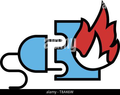 electric fire icon. vector sing symbol Stock Vector