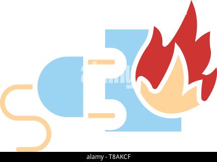 electric fire icon. vector sing symbol Stock Vector