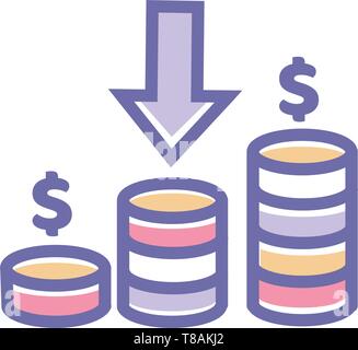 income icon. vector income sign symbol with coin dollar and arrow sign- vector. Stock Vector