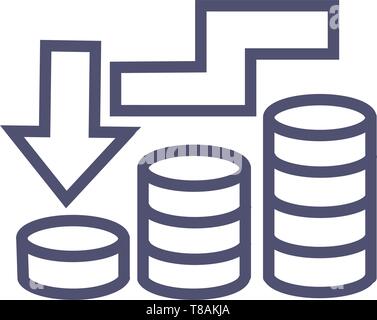 Recession business icon- single vector sign symbol business Recession icon- vector Stock Vector