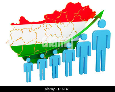 Rating of employment and unemployment or mortality and fertility in Hungary, concept. 3D rendering isolated on white background Stock Photo