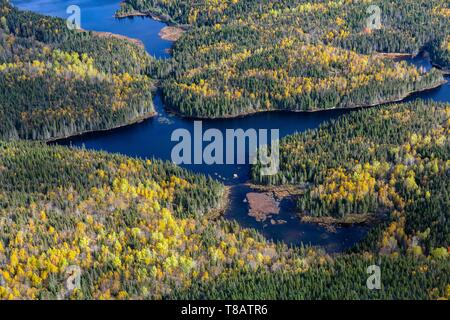 Canada, province of Quebec, Charlevoix region, lakes in the heart of the boreal forest (aerial view) Stock Photo