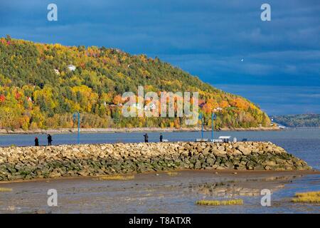 Canada, Province of Quebec, Charlevoix region, Baie-Saint-Paul, the Rivière du Gouffre tributary of the left bank of the St. Lawrence River, the pier Stock Photo