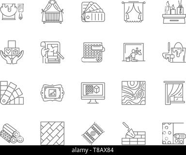 Furniture reupholstering line icons, signs, vector set, outline illustration concept  Stock Vector