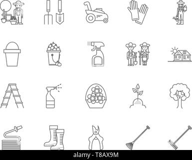 Gardner line icons, signs, vector set, outline illustration concept  Stock Vector