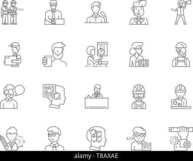 General contractors line icons, signs, vector set, outline illustration concept  Stock Vector
