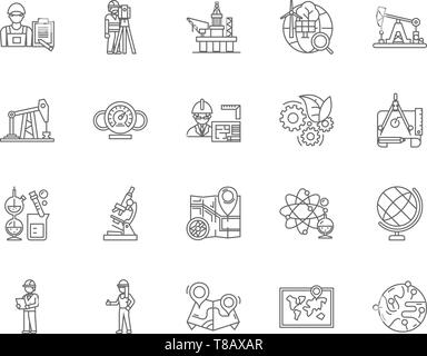 Geological services line icons, signs, vector set, outline illustration concept  Stock Vector