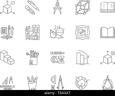 Geometry line icons, signs, vector set, outline illustration concept  Stock Vector