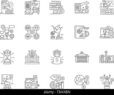 Global markets linear icons set. Trading, Volatility, Foreign Exchange ...