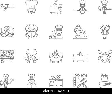 Gourmet restaurant line icons, signs, vector set, outline illustration concept  Stock Vector