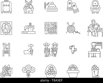 Handmade business line icons, signs, vector set, outline illustration concept  Stock Vector