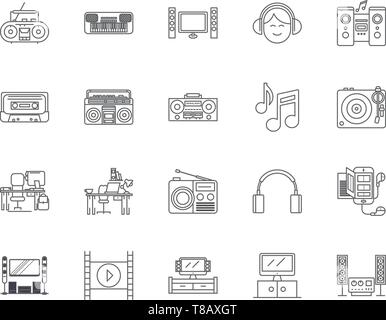 Home audio line icons, signs, vector set, outline illustration concept  Stock Vector