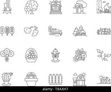 Home landscaping line icons, signs, vector set, outline illustration concept  Stock Vector