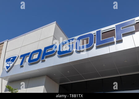 Hillsboro, Oregon - May 11, 2019 : TopGolf, Entertainment venue with swanky lounge with drinks & games Stock Photo