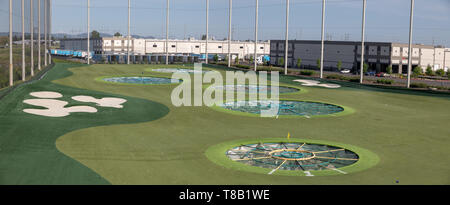 Hillsboro, Oregon - May 11, 2019 : TopGolf, Entertainment venue with swanky lounge with drinks & games Stock Photo