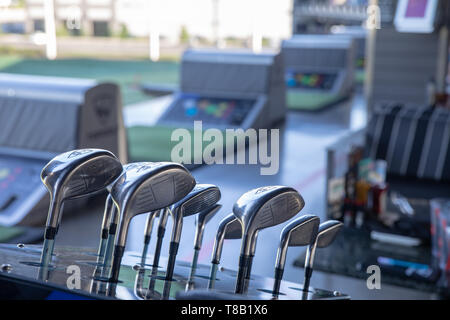 Hillsboro, Oregon - May 11, 2019 : TopGolf, Entertainment venue with swanky lounge with drinks & games Stock Photo