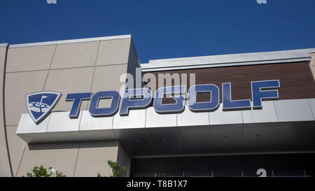 Hillsboro, Oregon - May 11, 2019 : TopGolf, Entertainment venue with swanky lounge with drinks & games Stock Photo