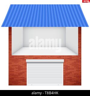 House and Garage with roller shutter system Stock Vector
