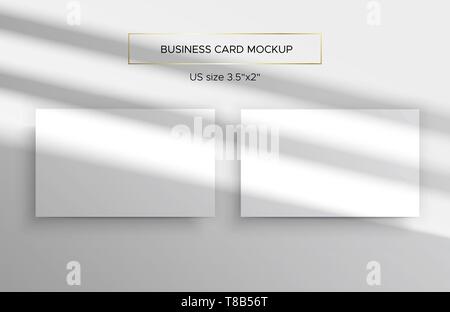 Business card Mockup. Top lighting shadows overlay Stock Vector