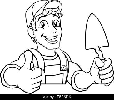 Trowel Construction Site Cartoon Builder Handyman Stock Vector