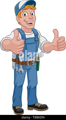 Handyman Cartoon Caretaker Construction Man  Stock Vector