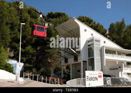 France, Var, Toulon, Boulevard Amiral Vence, Faron cable car, departure station Stock Photo