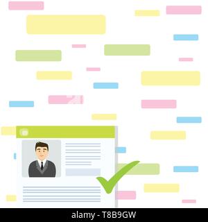 Curriculum Vitae Resume of Young - Curriculum Vitae Resume Of Young Male Candidate Marked By Colored Checkmark Design Business Concept Empty Copy Text For Web Banners Promotional Materi T8b9gw 