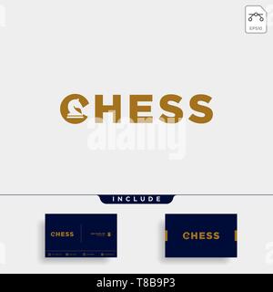 chess logo type vector design illustration, typography logo for chess Stock Vector