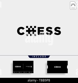 chess logo type vector design illustration, typography logo for chess Stock Vector