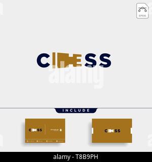 chess logo type vector design illustration, typography logo for chess Stock Vector