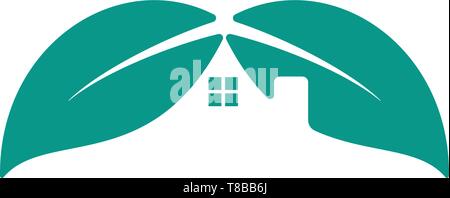 home leaf logo design vector illustration icon element Stock Vector