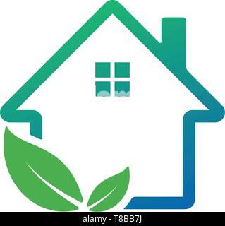 home leaf logo design vector illustration icon element Stock Vector