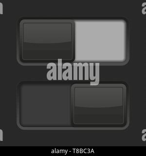 Toggle switch buttons. Black interface elements Stock Vector