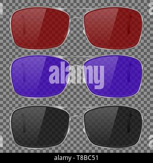 Sunglasses with colored glass. Isolated on transparent background Stock Vector