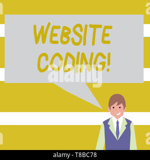 Conceptual hand writing showing Website Coding. Concept meaning system of symbols and rules used to represent instructions Businessman Smiling and Tal Stock Photo