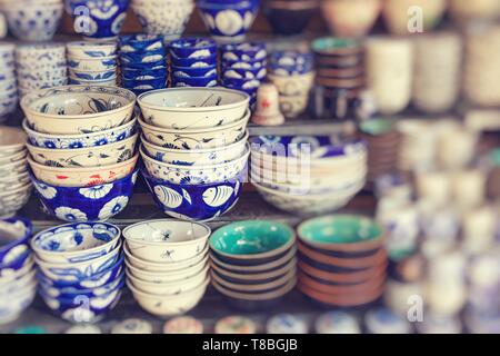 Vietnam's traditional souvenirs are sold in shop at Hanoi's Old Quarter. Vietnam. Selective focus. Stock Photo